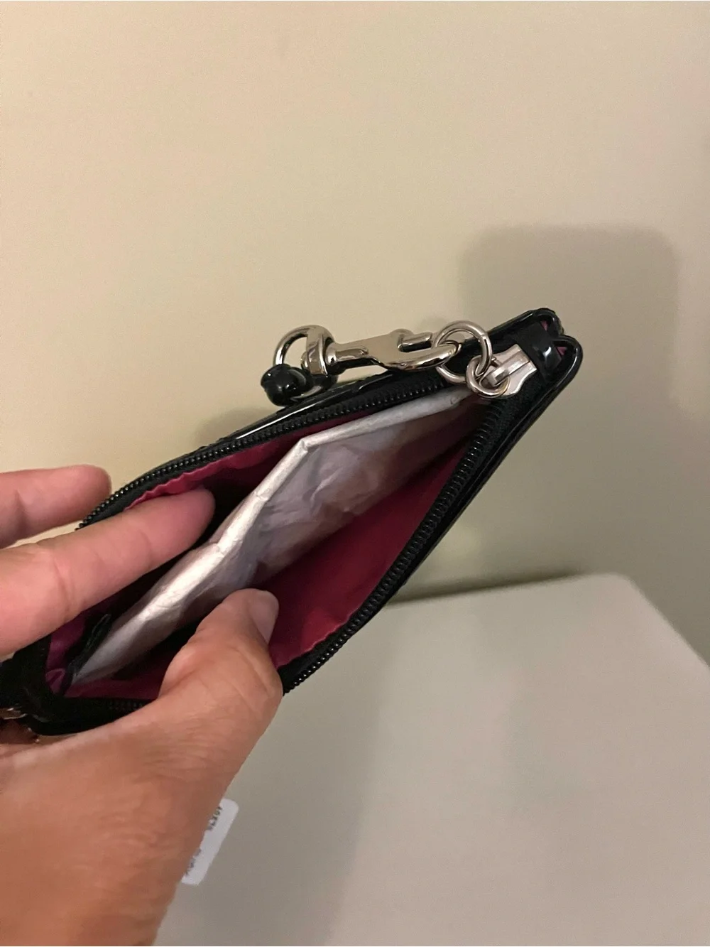 NWT Coach Poppy Black Patent Leather Quilted Wristlet